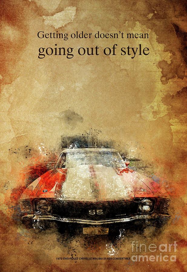 1972 Chevrolet Chevelle Malibu Ss 454 Convertible Artwork,inspirational Quote Drawing