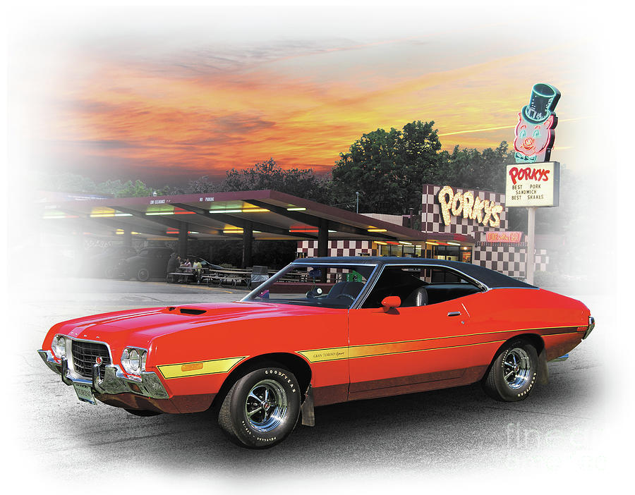 1972 Ford Gran Torino Sport at Porkys Drive-in Photograph by Ron Long