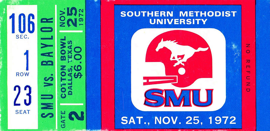 1972 SMU vs. Baylor Mixed Media by Row One Brand