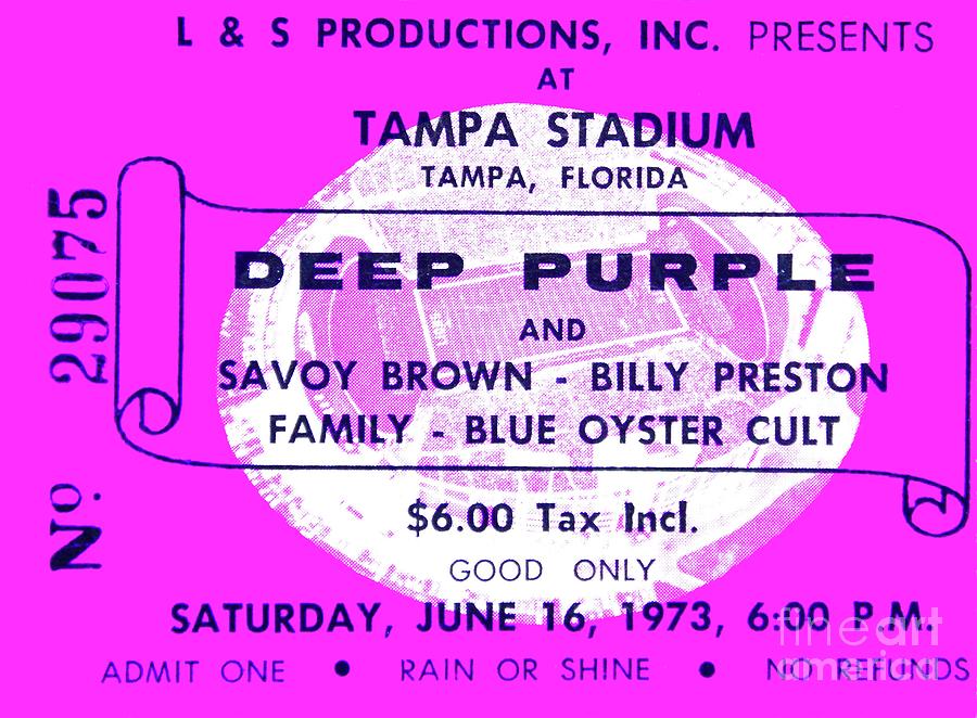 1973 Deep Purple Concert Ticket Tampa Stadium Photograph