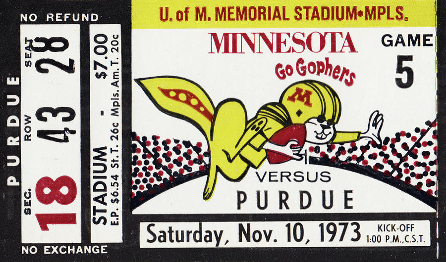 1973 Purdue Boilermakers vs. Minnesota Golden Gophers Mixed Media by Row One Brand