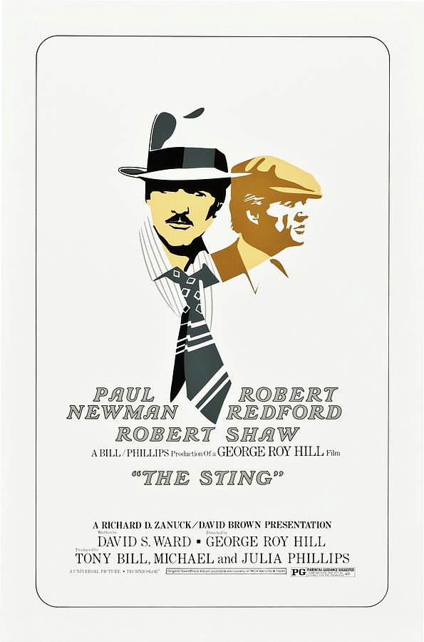 Paul Newman Mixed Media - 1973 Vintage Movie Poster - The Sting by Mountain Dreams
