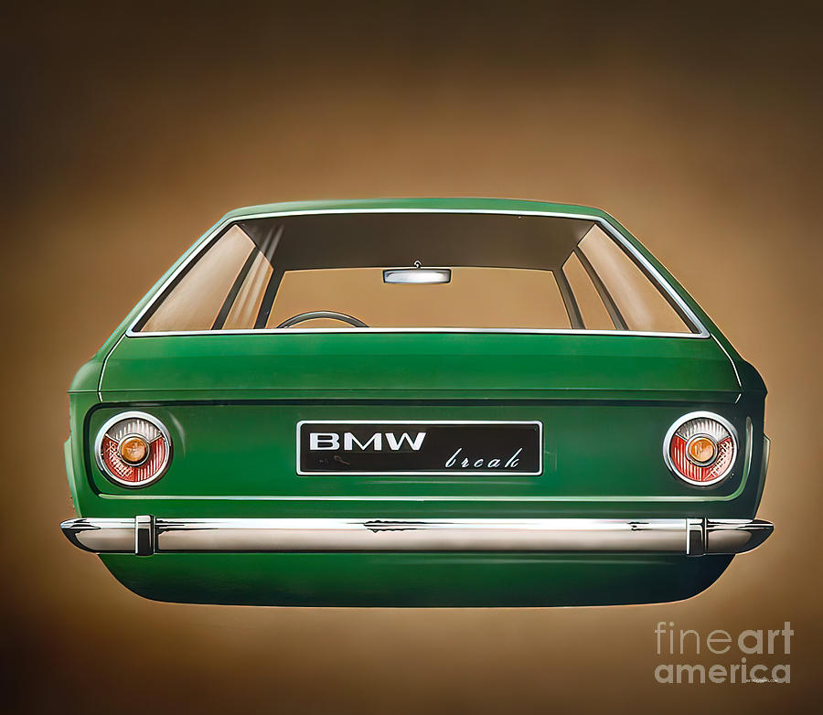 1974 BMW 2002 Touring rear view Drawing by Retrographs