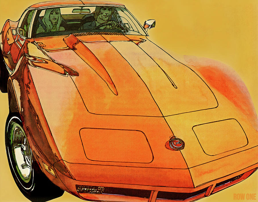 1974 Corvette Art Mixed Media by Row One Brand
