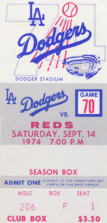 1974 Dodgers vs. Reds Mixed Media by Row One Brand