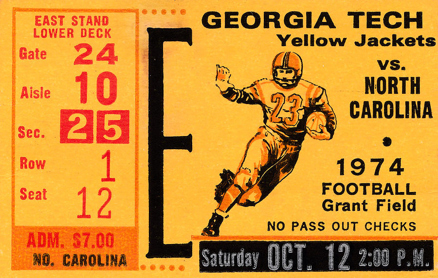 1974 Georgia Tech vs. North Carolina Mixed Media by Row One Brand