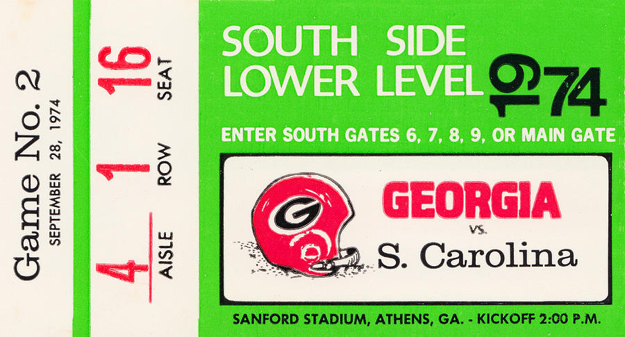 Georgia Drawing - 1974 Georgia vs. South Carolina by Row One Brand