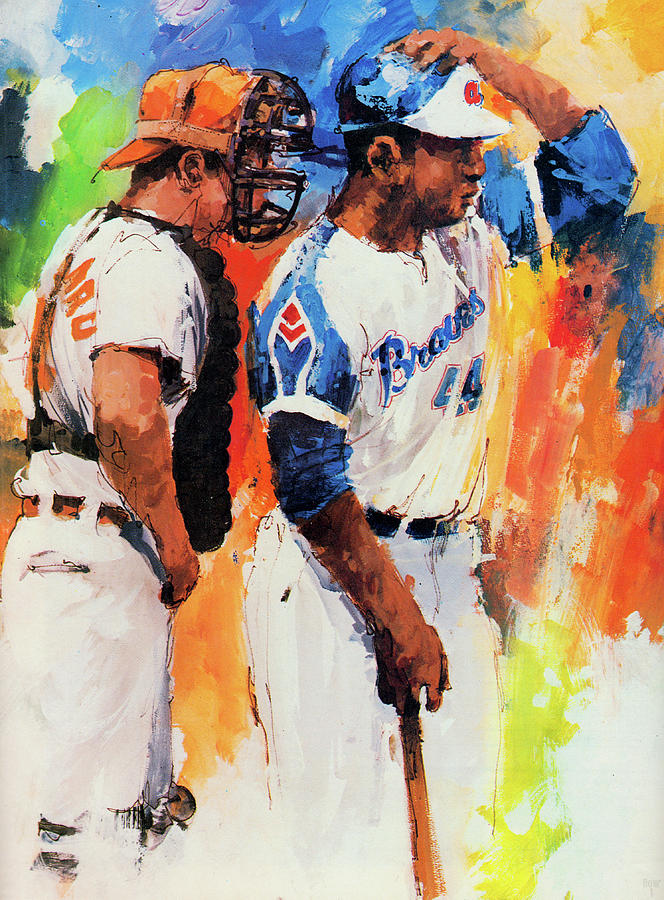 1974 Hank Aaron Painting by Wayland Moore Mixed Media by Row One Brand