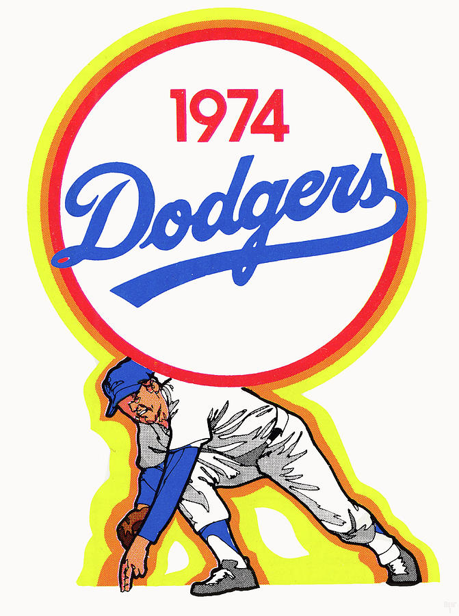 1974 LA Dodgers Baseball Art Mixed Media by Row One Brand