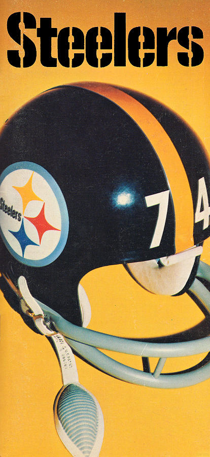 1974 Pittsburgh Steelers Helmet Art Mixed Media by Row One Brand