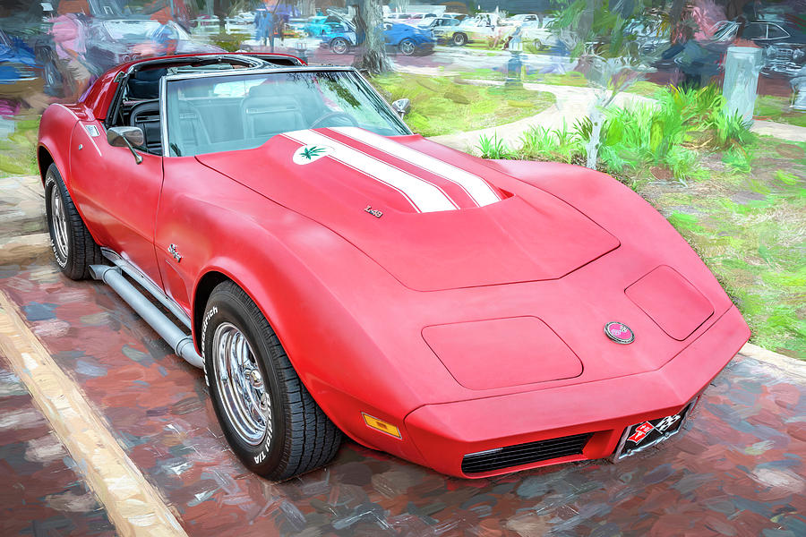 1974 Red Corvette C3 L48 X107 Photograph by Rich Franco