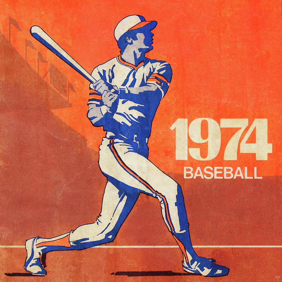 1974 Retro Baseball Art Mixed Media by Row One Brand