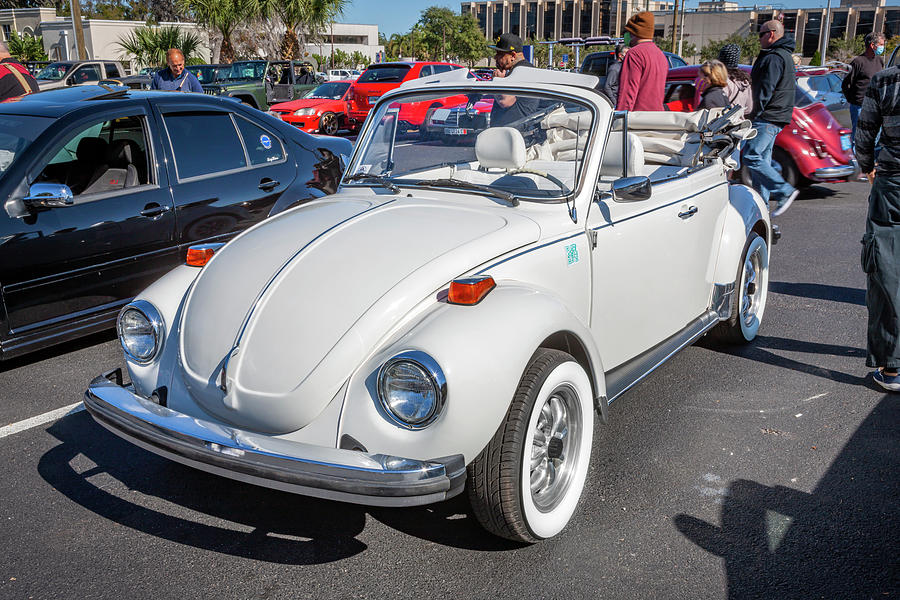  1974 White Volkswagen Beetle Convertible VW Bug X100 #1974 Photograph by Rich Franco