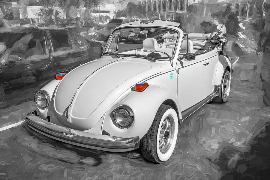  1974 White Volkswagen Beetle Convertible VW Bug X102 #1974 Photograph by Rich Franco