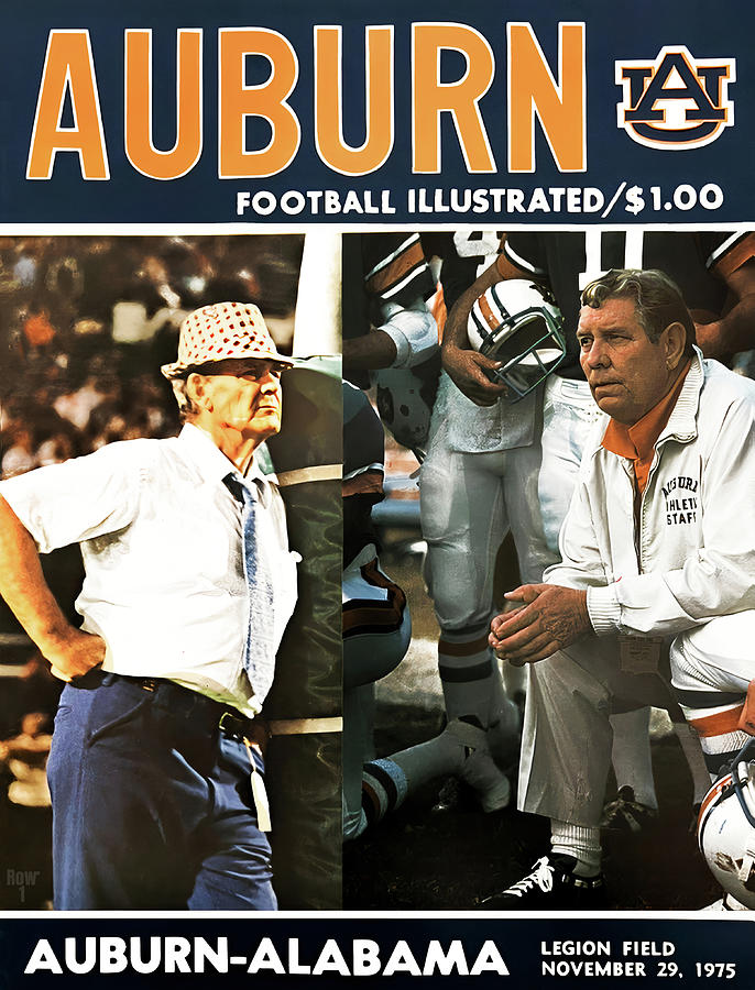 1975 Auburn Football Illustrated Mixed Media by Row One Brand