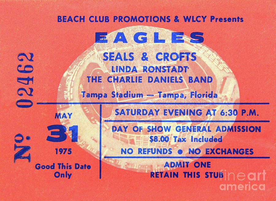 1975 Eagles concert Ticket  Photograph by David Lee Thompson