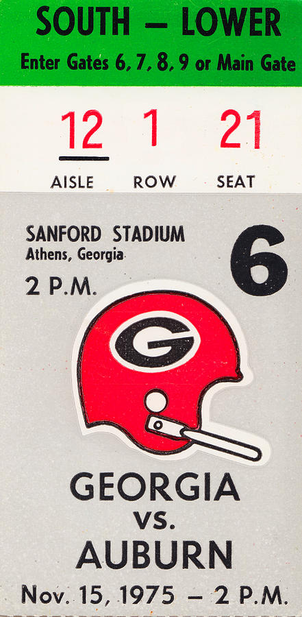 1975 Georgia vs. Auburn Drawing by Row One Brand