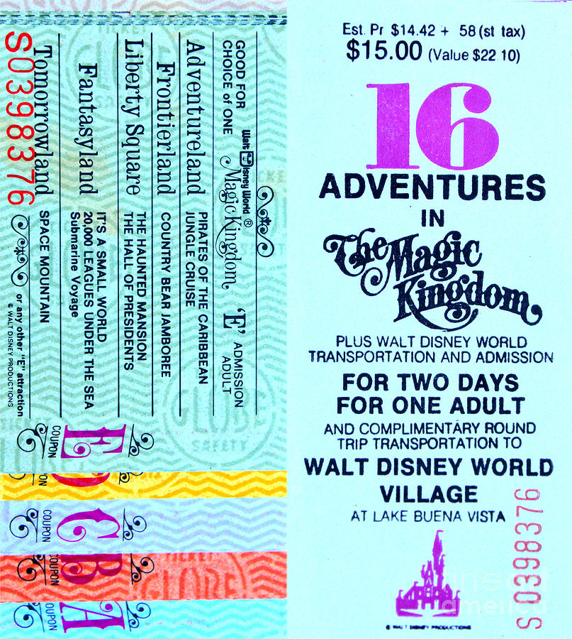 1975 Magic Kingdom ticket book Photograph by David Lee Thompson