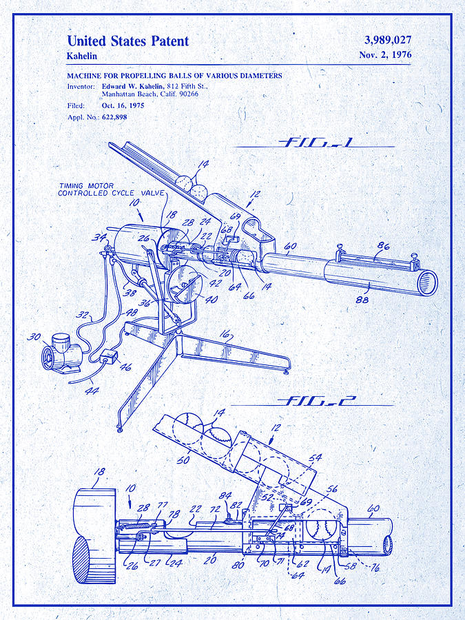 1975 Pitching Machine Patent Print Blueprint Drawing by Greg Edwards ...