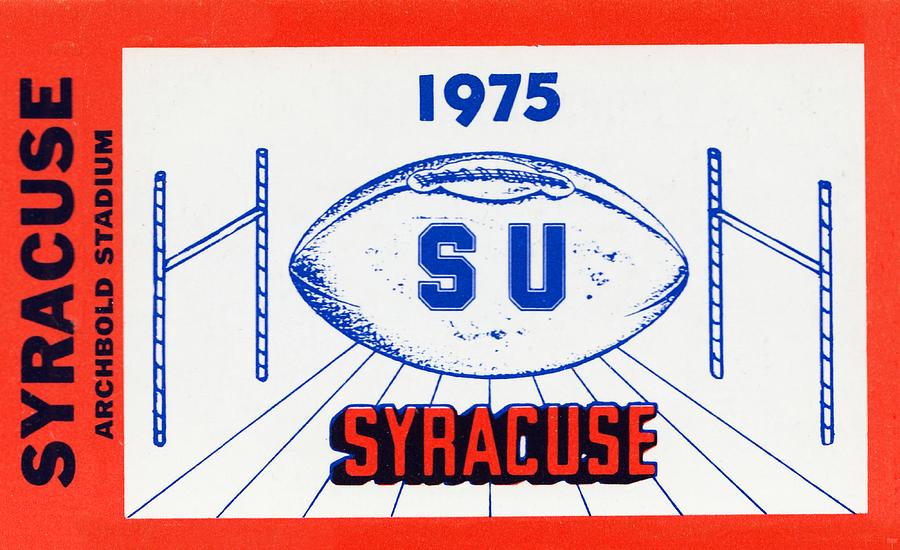 1975 Syracuse Football Ticket Stub Art Mixed Media by Row One Brand