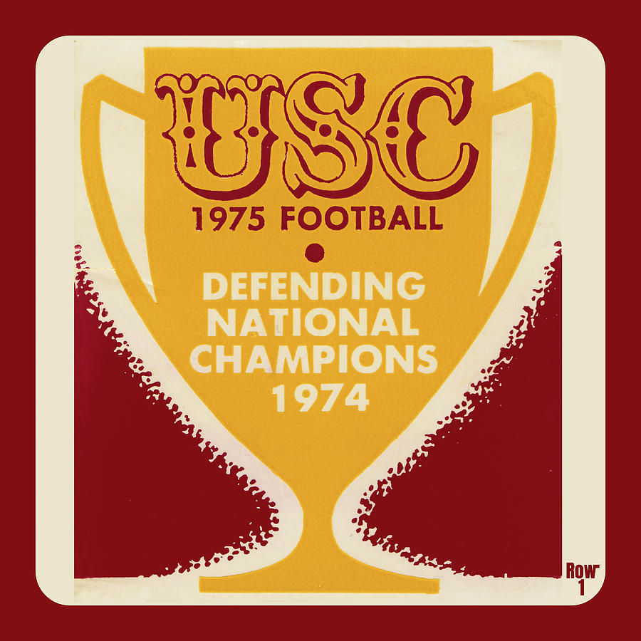 1975 USC Football Trophy Art Mixed Media by Row One Brand