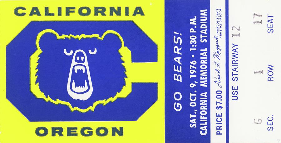 1976 California vs. Oregon Football Ticket Art Mixed Media by Row One Brand