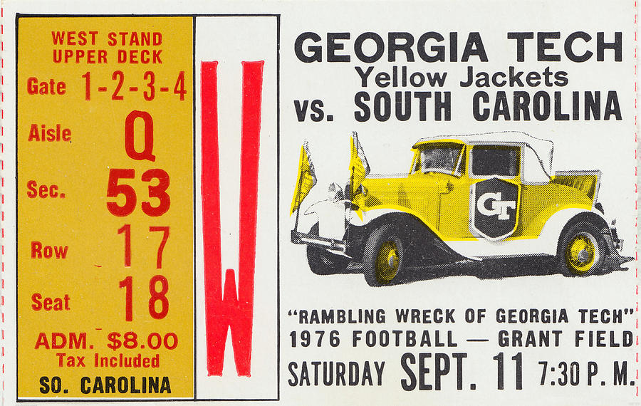 1976 Georgia Tech vs. South Carolina Mixed Media by Row One Brand