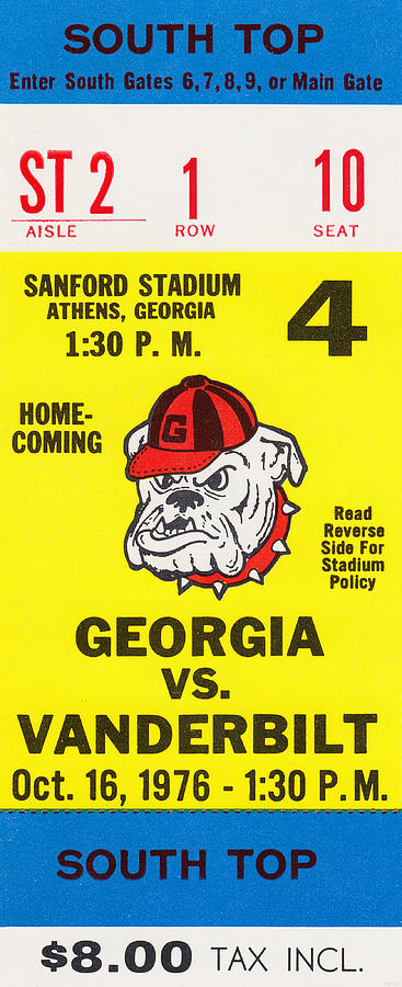 1976 Georgia vs. Vanderbilt Mixed Media by Row One Brand