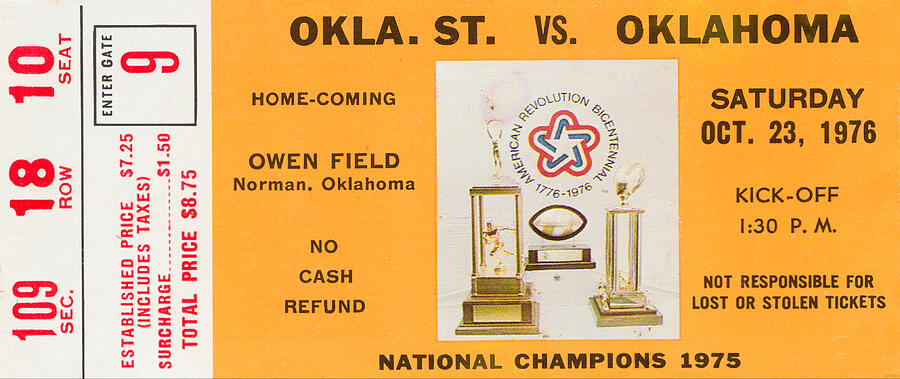 1976 Oklahoma State vs. Oklahoma Mixed Media by Row One Brand