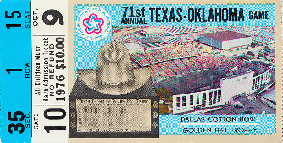 1976 Oklahoma vs. Texas Mixed Media by Row One Brand