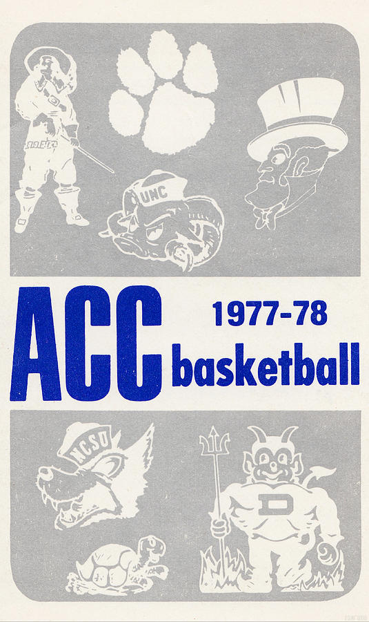 1977 ACC Basketball Art Mixed Media by Row One Brand