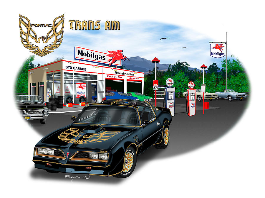 Smokey And The Bandit Drawing - 1977 Bandit Trans AM Muscle Car Art by Alison Edwards