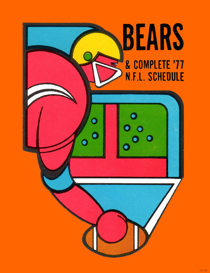 1977 Chicago Bears NFL Schedule Art Mixed Media by Row One Brand