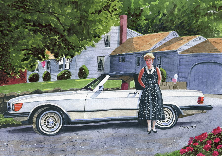 1977 Mercedes Painting by Jeff Blazejovsky