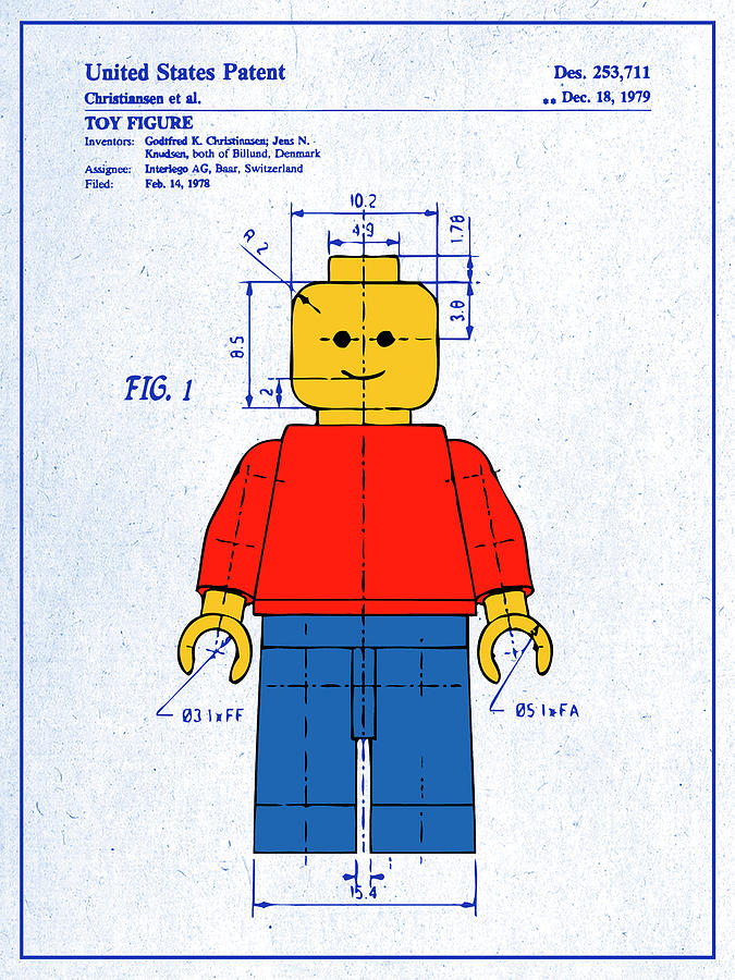 Formålet Fjendtlig svag 1978 Lego Figure Colorized Patent Print Blueprint Drawing by Greg Edwards -  Pixels