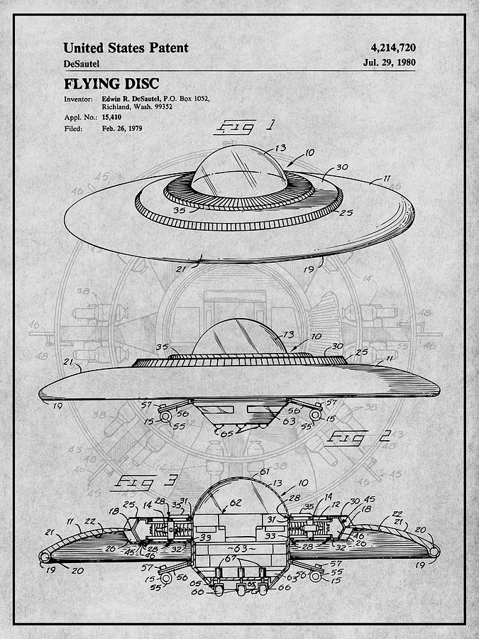 1979 Flying Disc Patent Print Gray Drawing by Greg Edwards | Fine Art ...