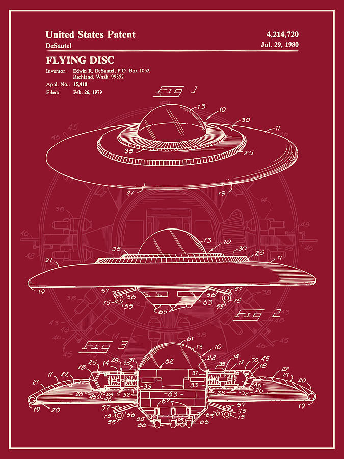 1979 Flying Disc Patent Print Red Drawing by Greg Edwards - Fine Art ...