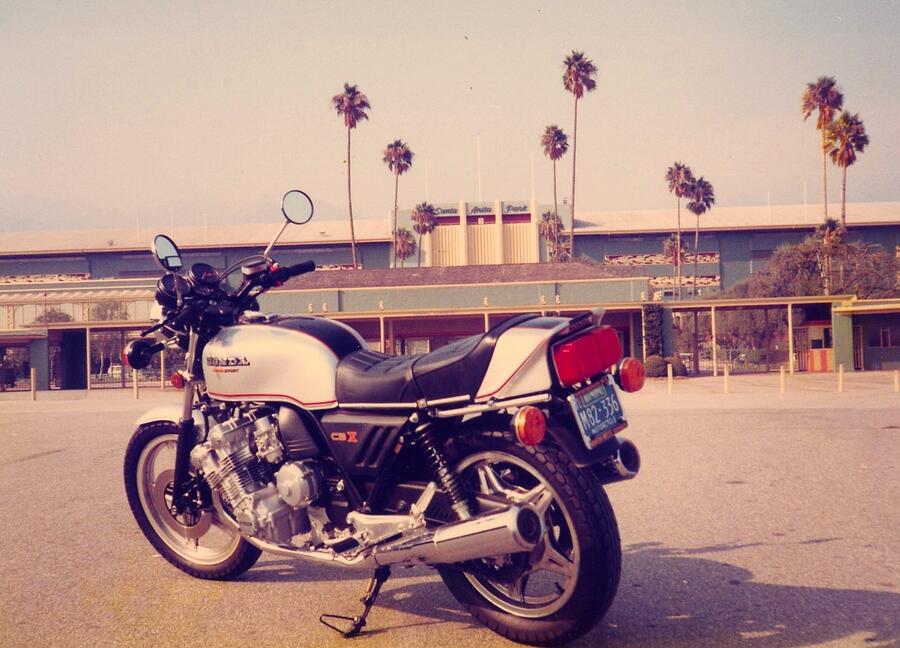 1979 Honda CBX motorcycle at Santa Anita Racetrack Pasadena California Photograph by Lawrence Christopher