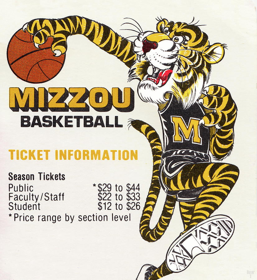 1979 Missouri Tigers Basketball Season Ticket Art Mixed Media by Row One Brand