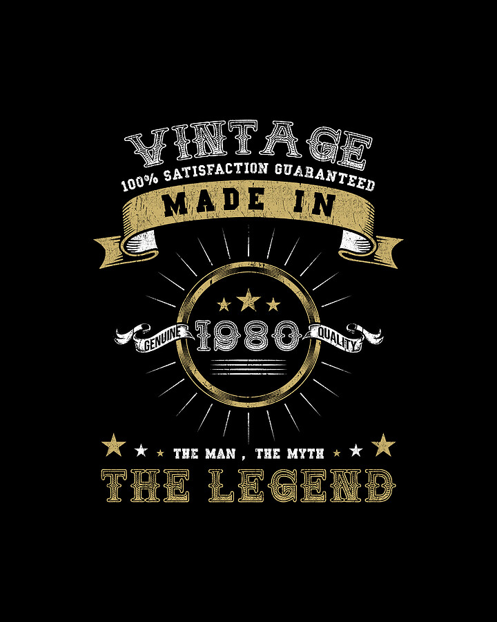 1980 Born Birthday Vintage Digital Art by Manuel Schmucker - Fine Art