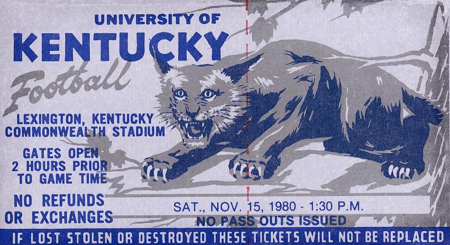 1980 Kentucky Football Ticket Mixed Media by Row One Brand