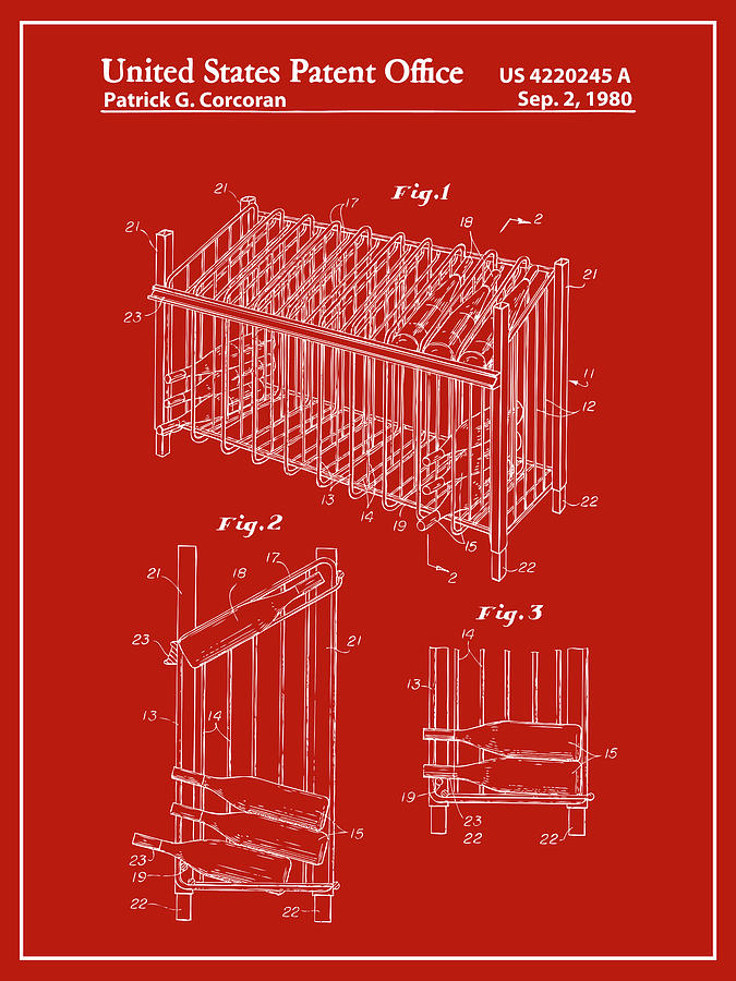 1980 Metal Wine Rack Red Patent Print Drawing by Greg Edwards