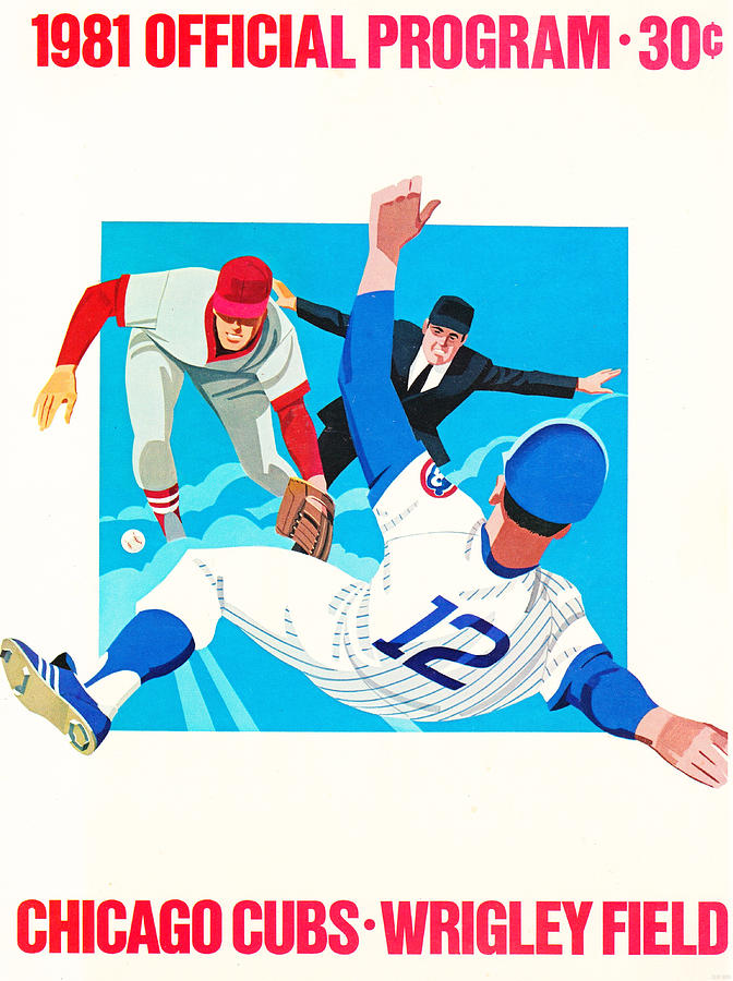 Chicago Mixed Media - 1981 Cubs Program Art by Row One Brand
