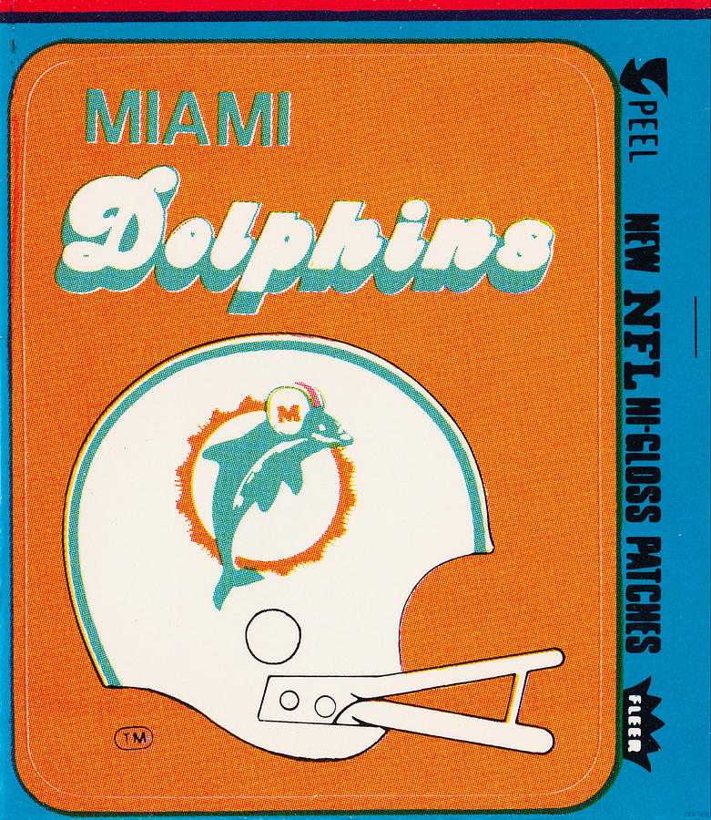 1981 Miami Dolphins Fleer Decal Mixed Media by Row One Brand