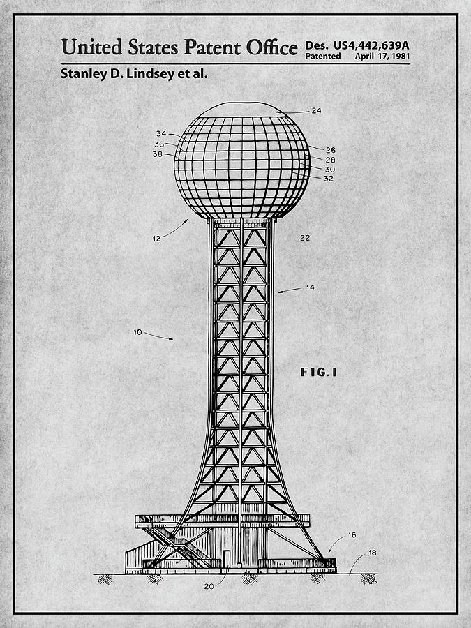 1981 Sunsphere Gray Patent Print Drawing by Greg Edwards