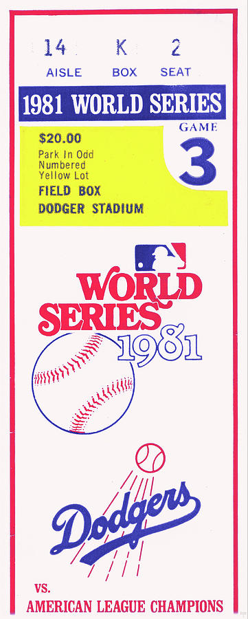 1981 World Series LA Dodgers Ticket Stub Mixed Media by Row One Brand