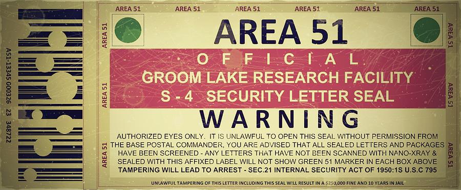1982 Area 51 - Groom lake Security Postal Seal - RETRO Edition - Mail Art Post Digital Art by Fred Larucci