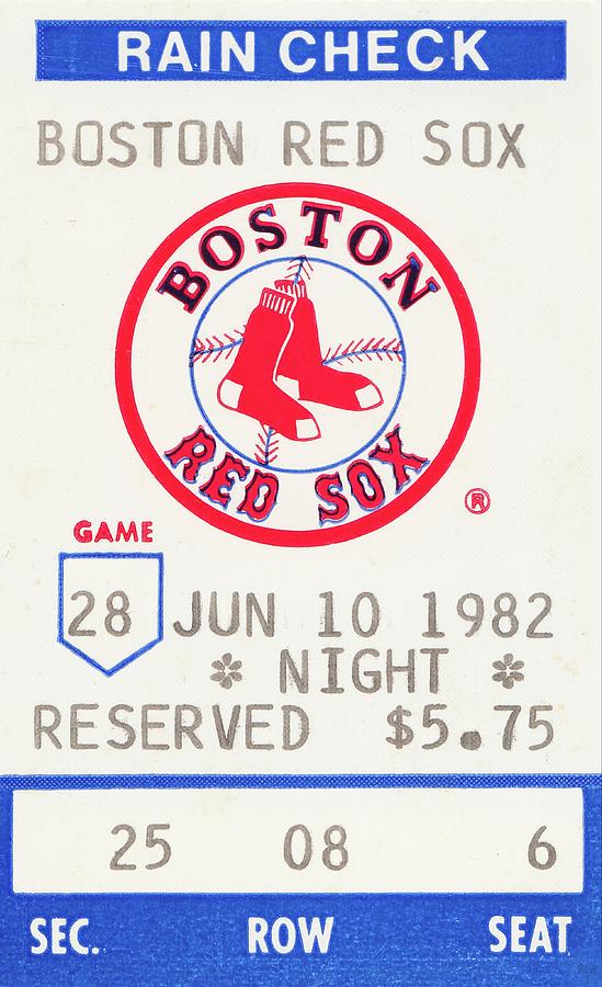 1982 Boston Red Sox Ticket Stub Art Mixed Media by Row One Brand