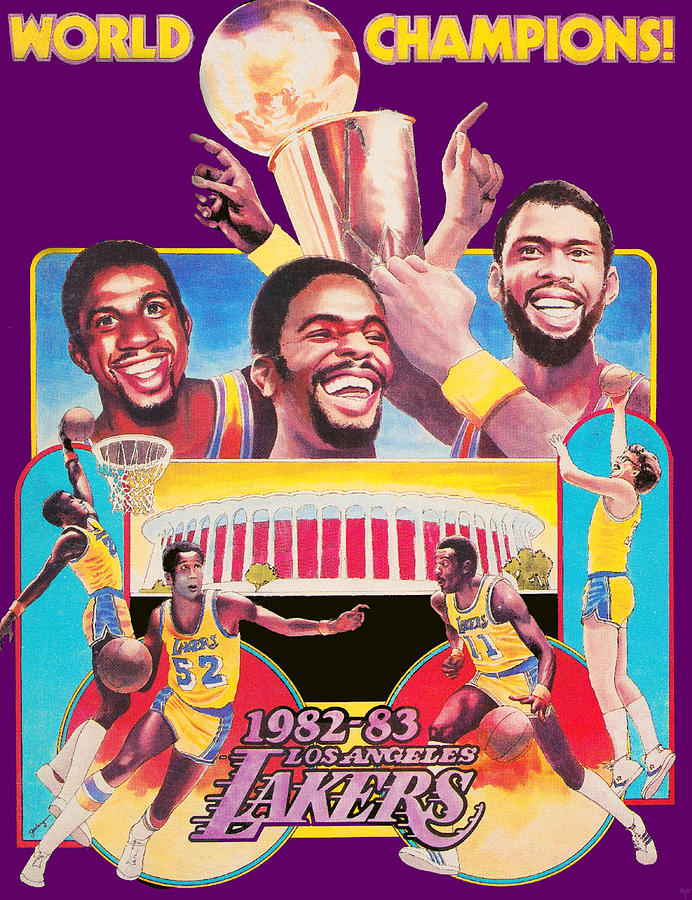 1982 Los Angeles Lakers Basketball Art Mixed Media by Row One Brand