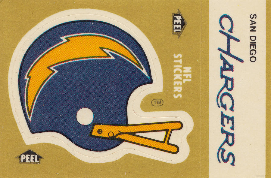 1982 San Diego Chargers Fleer Decal Art Mixed Media by Row One Brand